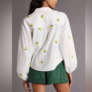MAEVE Anthropologie Womens Top L Lemon Button Down A126
